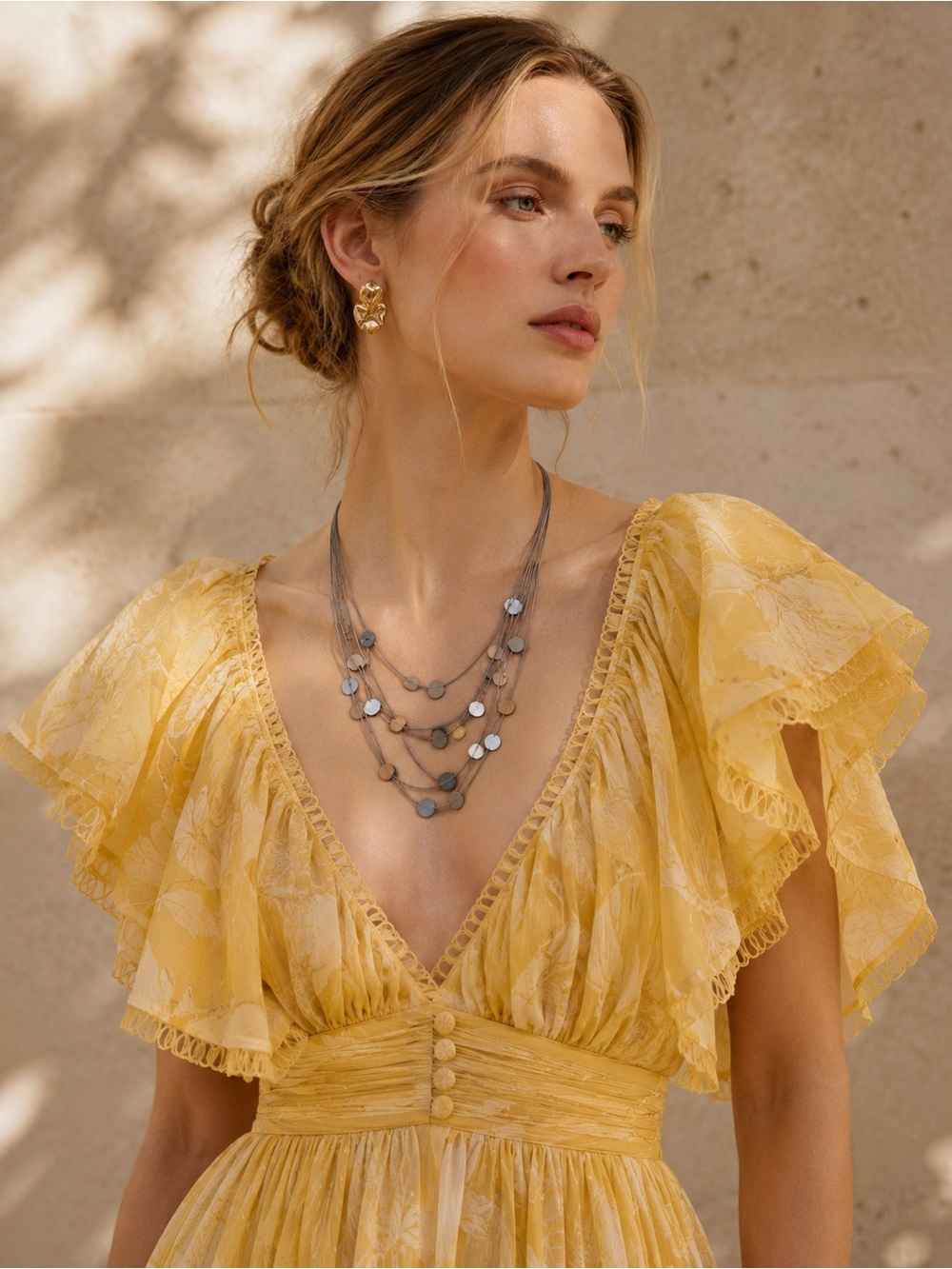 Layered rustic multi metal look necklace